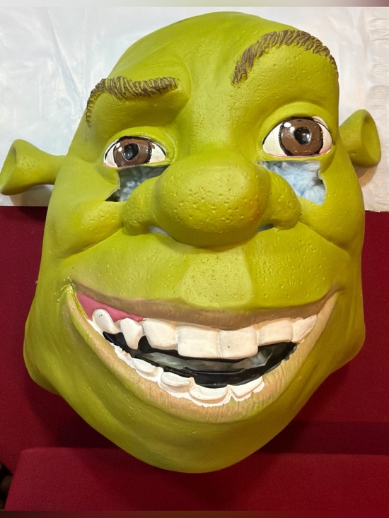 Dreamworks Other - Dreamworks SHREK 2 Green Ogre Face Mask Head Strap White Teeth 2004 Fun Monster